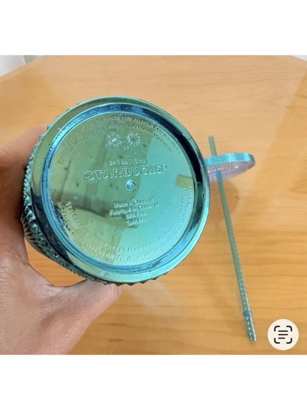 Starbucks Green Metallic Studded Tumbler 24oz Venti Cold Cup Diamond Travel